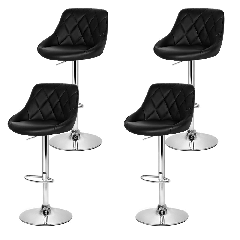 Table & Bar Stools: Artiss 4x Bar Stools Leather Padded Gas Lift Black