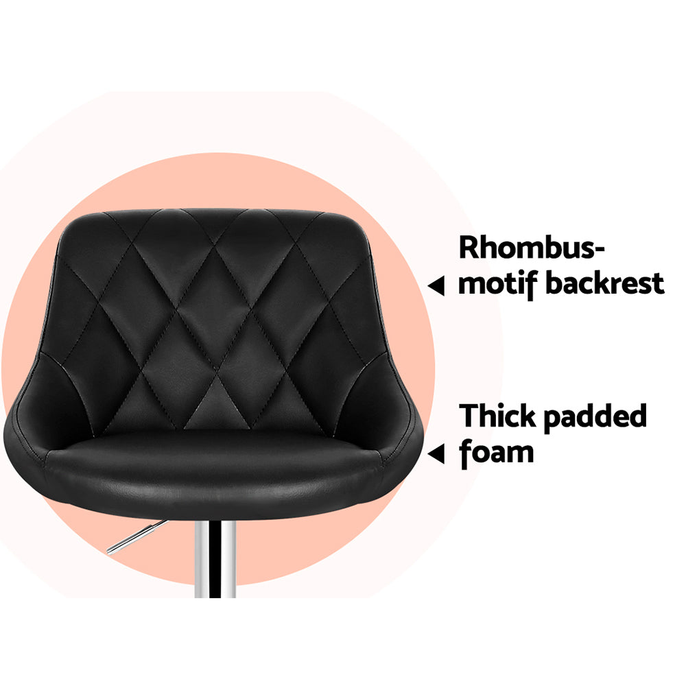 Table & Bar Stools: Artiss 4x Bar Stools Leather Padded Gas Lift Black