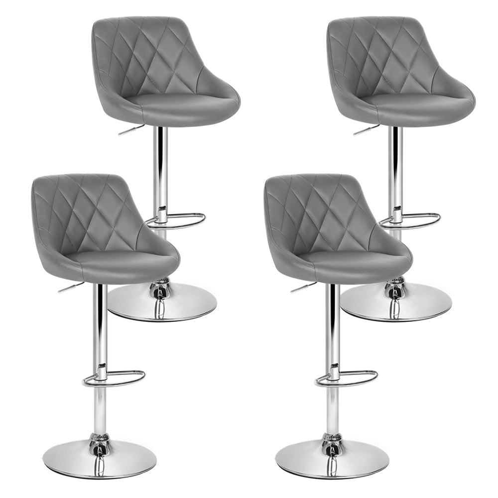Table & Bar Stools: Artiss 4x Bar Stools Leather Padded Gas Lift Grey