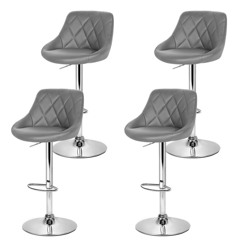 Table & Bar Stools: Artiss 4x Bar Stools Leather Padded Gas Lift Grey
