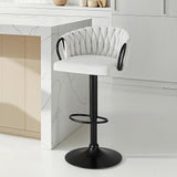 Artiss 1x Bar Stool Single Kitchen Dining Chair Counter Stool Woven Velvet Ivory