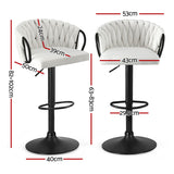 Table & Bar Stools: Artiss Bar Stool x2 Kitchen Dining Chair Counter Gaslift Woven Velvet Ivory