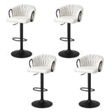 Table & Bar Stools: Artiss Bar Stool x4 Kitchen Dining Chair Counter Gaslift Woven Velvet Ivory