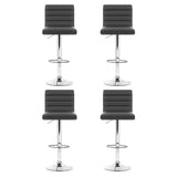 Artiss Set of 4 PU Leather Lined Pattern Bar Stools- Grey and Chrome
