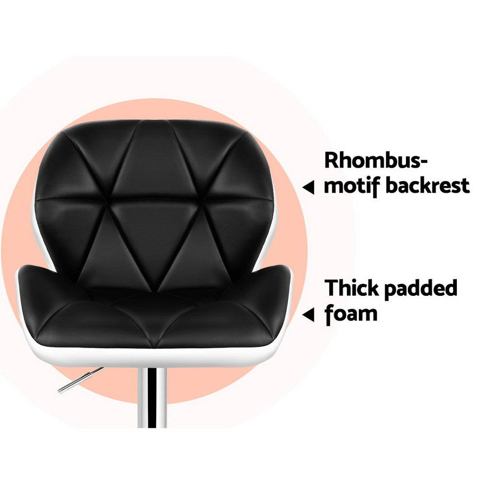 Table & Bar Stools: Artiss 2x Bar Stools Gas Lift Padded Leather Black & White