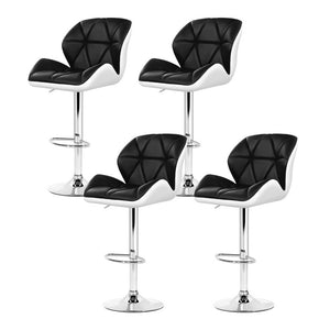 Artiss 4x Bar Stools Gas Lift Padded Leather Black & White