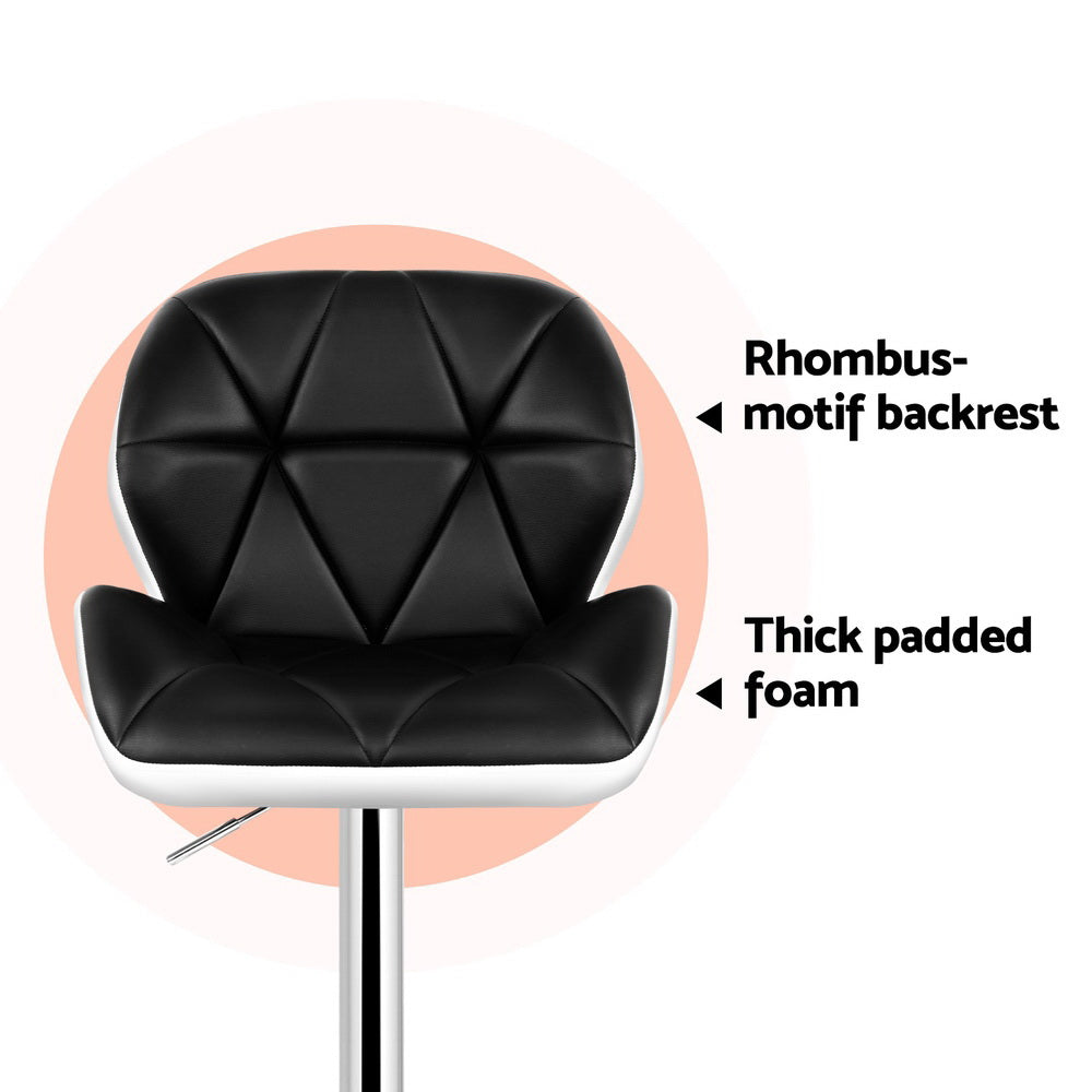 Table & Bar Stools: Artiss 4x Bar Stools Gas Lift Padded Leather Black & White