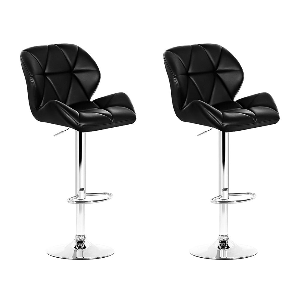 Table & Bar Stools: Artiss 2x Bar Stools Gas Lift Padded Leather Black