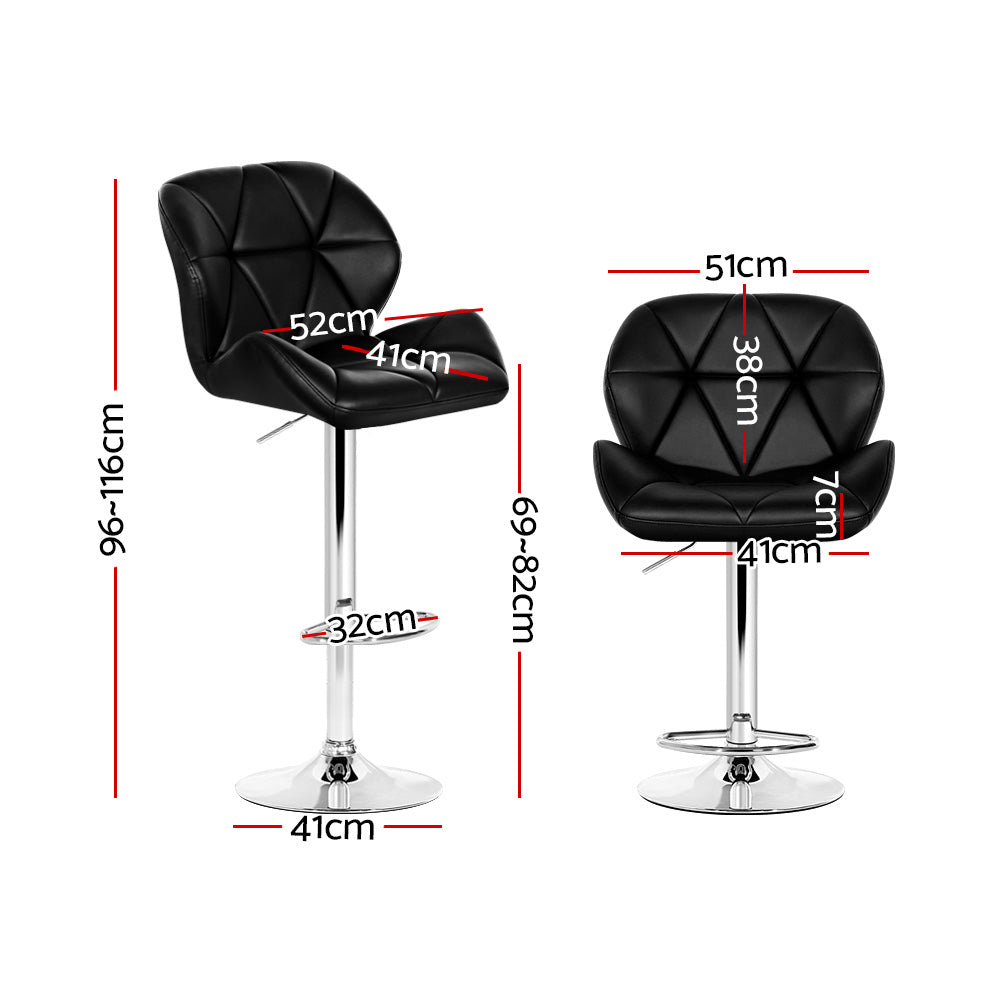 Table & Bar Stools: Artiss 2x Bar Stools Gas Lift Padded Leather Black