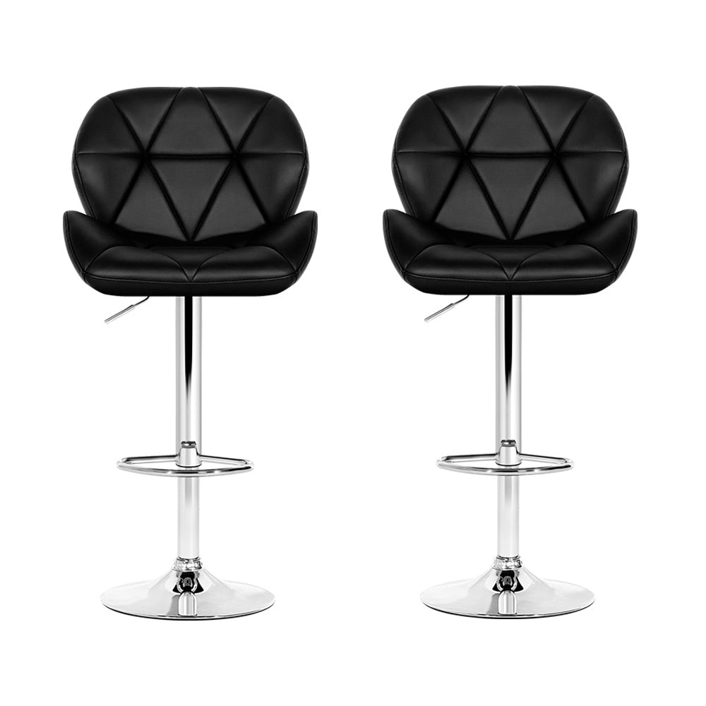 Table & Bar Stools: Artiss 2x Bar Stools Gas Lift Padded Leather Black