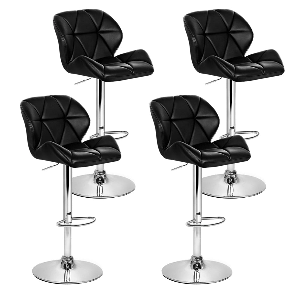 Table & Bar Stools: Artiss 4x Bar Stools Gas Lift Padded Leather Black