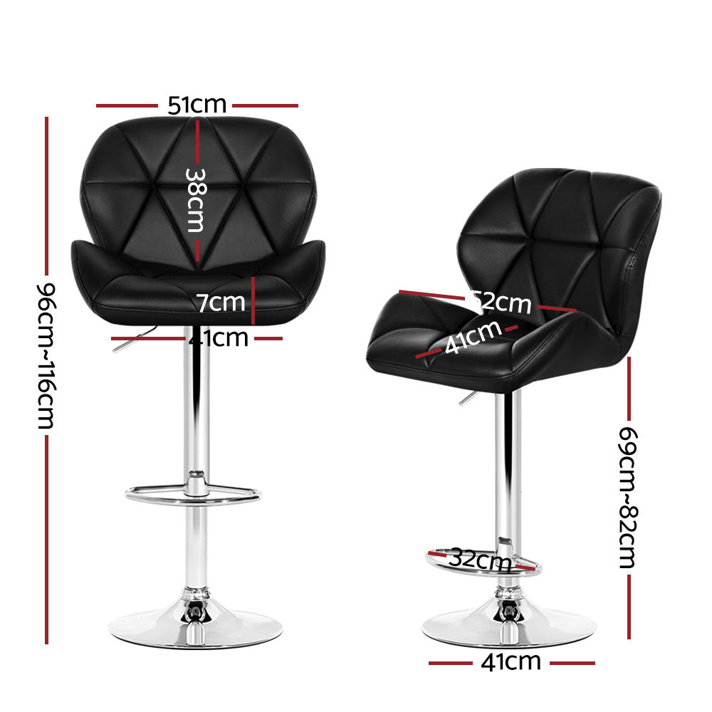 Table & Bar Stools: Artiss 4x Bar Stools Gas Lift Padded Leather Black