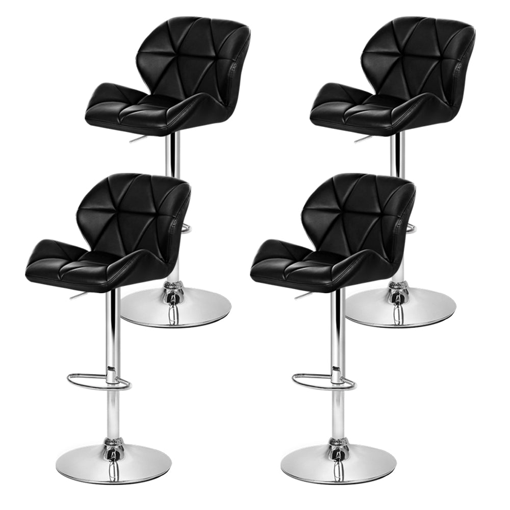 Table & Bar Stools: Artiss 4x Bar Stools Gas Lift Padded Leather Black