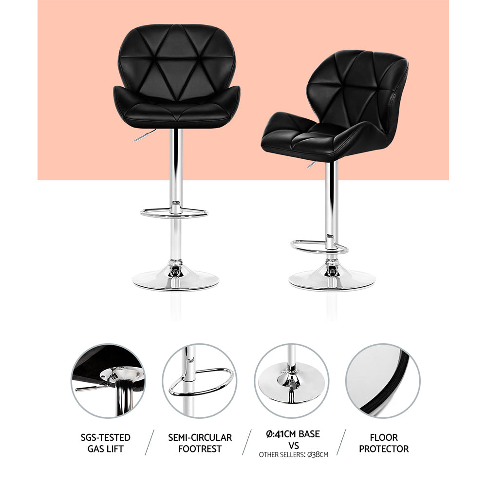 Table & Bar Stools: Artiss 4x Bar Stools Gas Lift Padded Leather Black