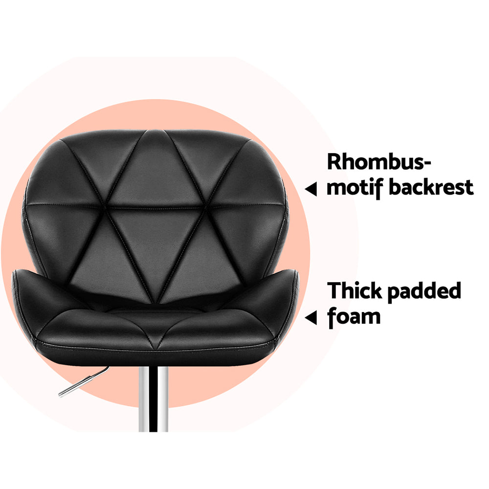 Table & Bar Stools: Artiss 4x Bar Stools Gas Lift Padded Leather Black