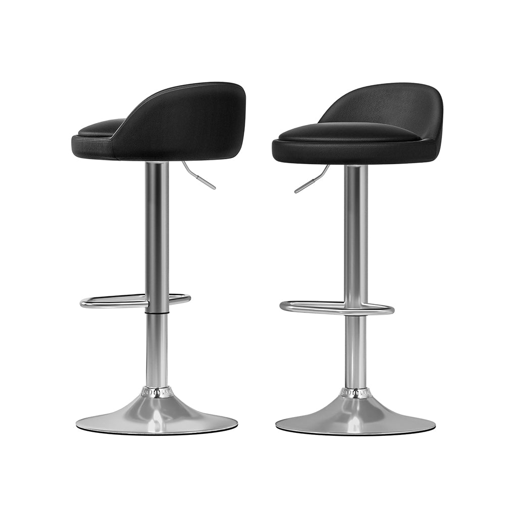 Table & Bar Stools: Artiss 2x Bar Stools PU Leather Gas Lift Black