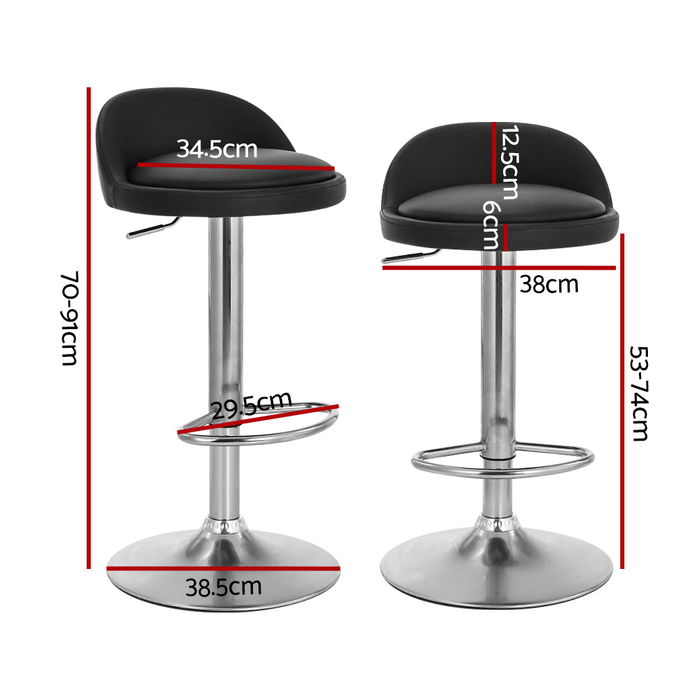 Table & Bar Stools: Artiss 4x Bar Stools PU Leather Gas Lift Black