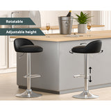 Table & Bar Stools: Artiss 4x Bar Stools PU Leather Gas Lift Black