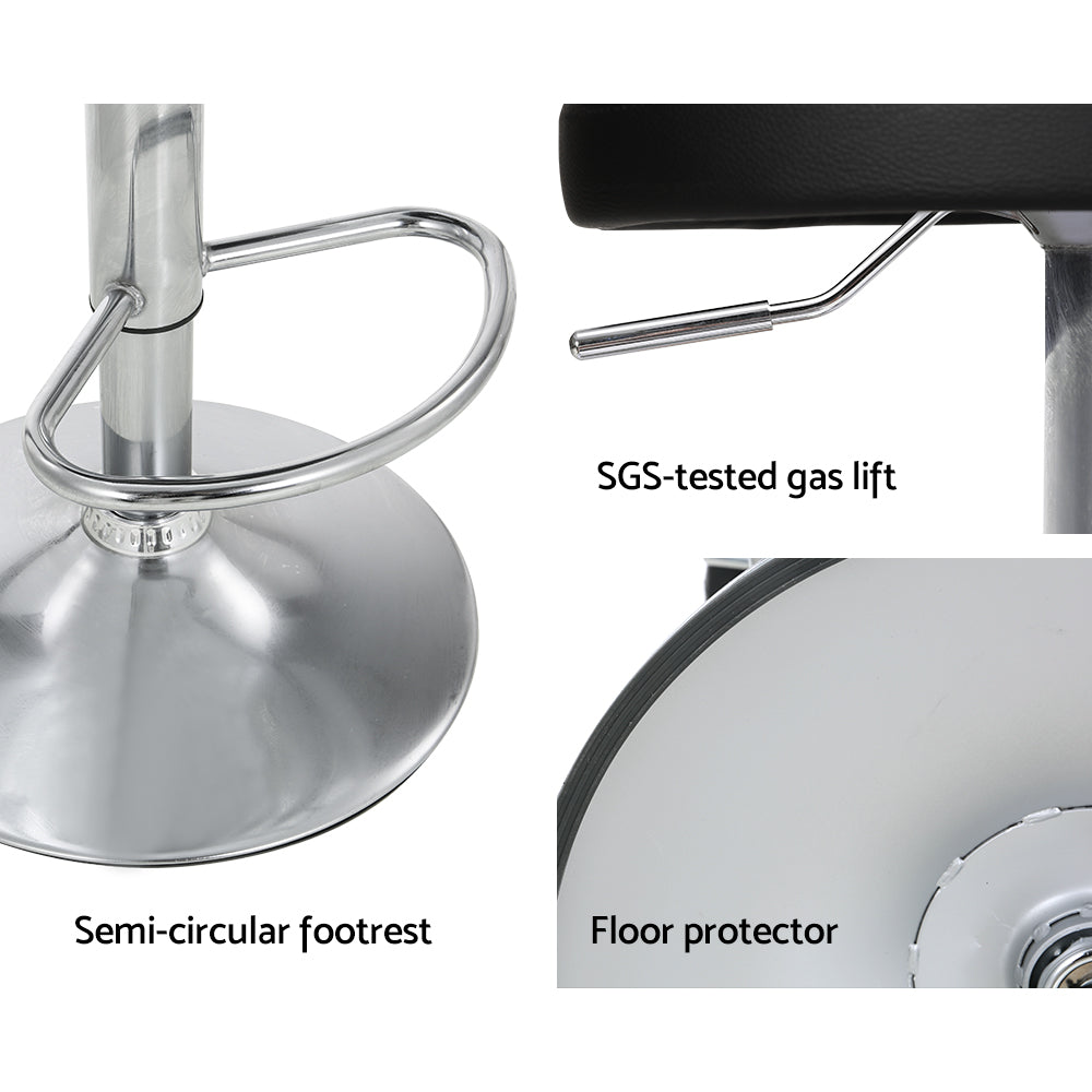 Table & Bar Stools: Artiss 4x Bar Stools PU Leather Gas Lift Black