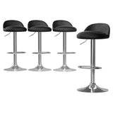 Table & Bar Stools: Artiss 4x Bar Stools PU Leather Gas Lift Black