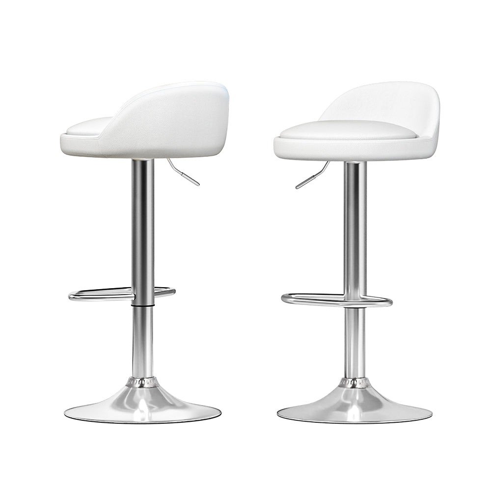 Table & Bar Stools: Artiss 2x Bar Stools PU Leather Gas Lift White