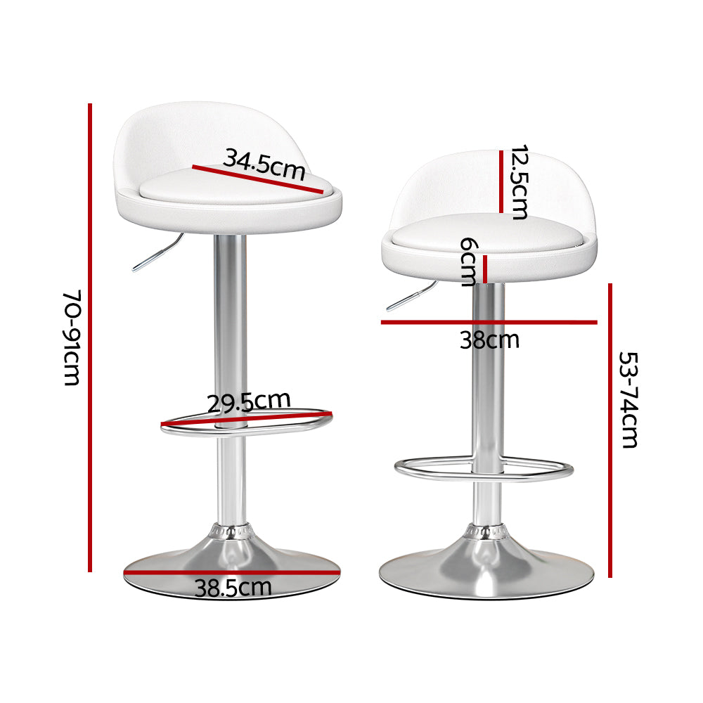 Table & Bar Stools: Artiss 4x Bar Stools PU Leather Gas Lift White