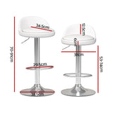Table & Bar Stools: Artiss 4x Bar Stools PU Leather Gas Lift White