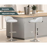 Table & Bar Stools: Artiss 4x Bar Stools PU Leather Gas Lift White