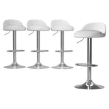 Table & Bar Stools: Artiss 4x Bar Stools PU Leather Gas Lift White
