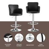 Artiss 2x Leather Bar Stools Swivel Adjustable Gas Lift PU Counter Chairs Black