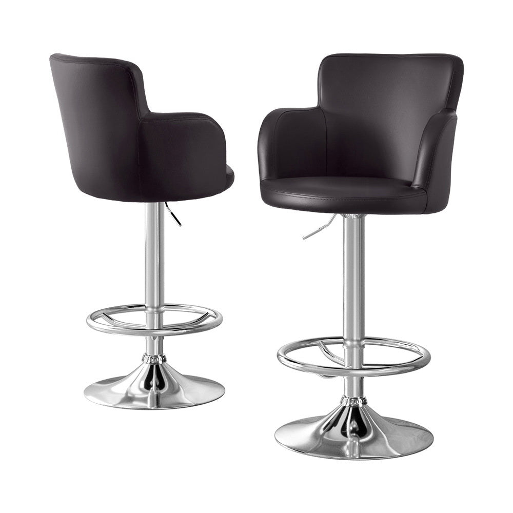Table & Bar Stools: Artiss 2x Leather Bar Stools Swivel Adjustable Gas Lift PU Counter Chairs Brown
