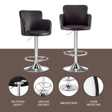Artiss 2x Leather Bar Stools Swivel Adjustable Gas Lift PU Counter Chairs Brown