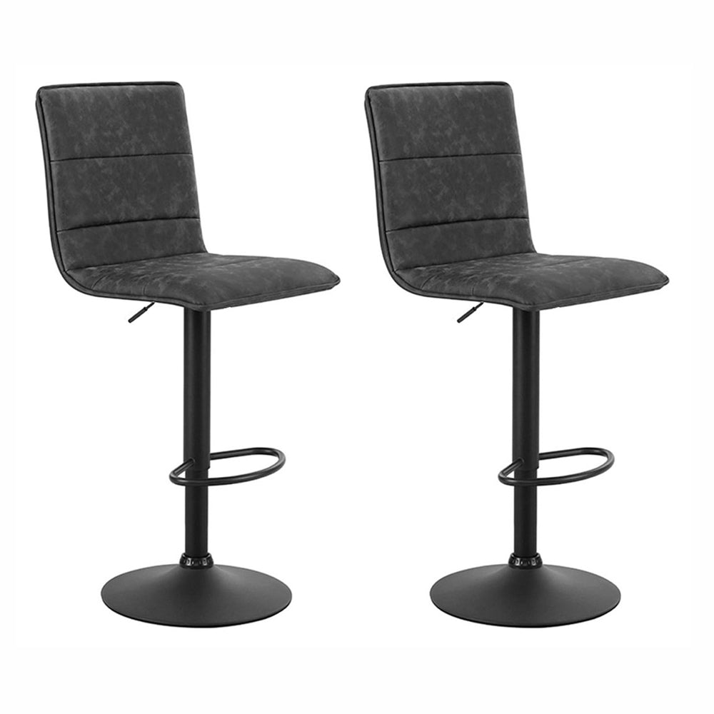 Table & Bar Stools: Artiss 2x Bar Stools Gas Lift Vintage Leather Grey
