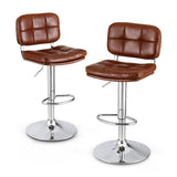Table & Bar Stools: Artiss 2x Bar Stools Kitchen Swivel Gas Lift Counter Chair Tuft PU Leather Brown