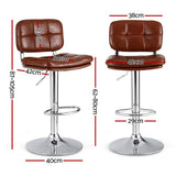 Table & Bar Stools: Artiss 2x Bar Stools Kitchen Swivel Gas Lift Counter Chair Tuft PU Leather Brown