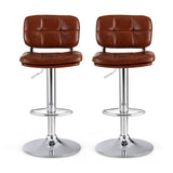 Table & Bar Stools: Artiss 2x Bar Stools Kitchen Swivel Gas Lift Counter Chair Tuft PU Leather Brown
