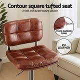Table & Bar Stools: Artiss 2x Bar Stools Kitchen Swivel Gas Lift Counter Chair Tuft PU Leather Brown