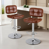 Table & Bar Stools: Artiss 2x Bar Stools Kitchen Swivel Gas Lift Counter Chair Tuft PU Leather Brown