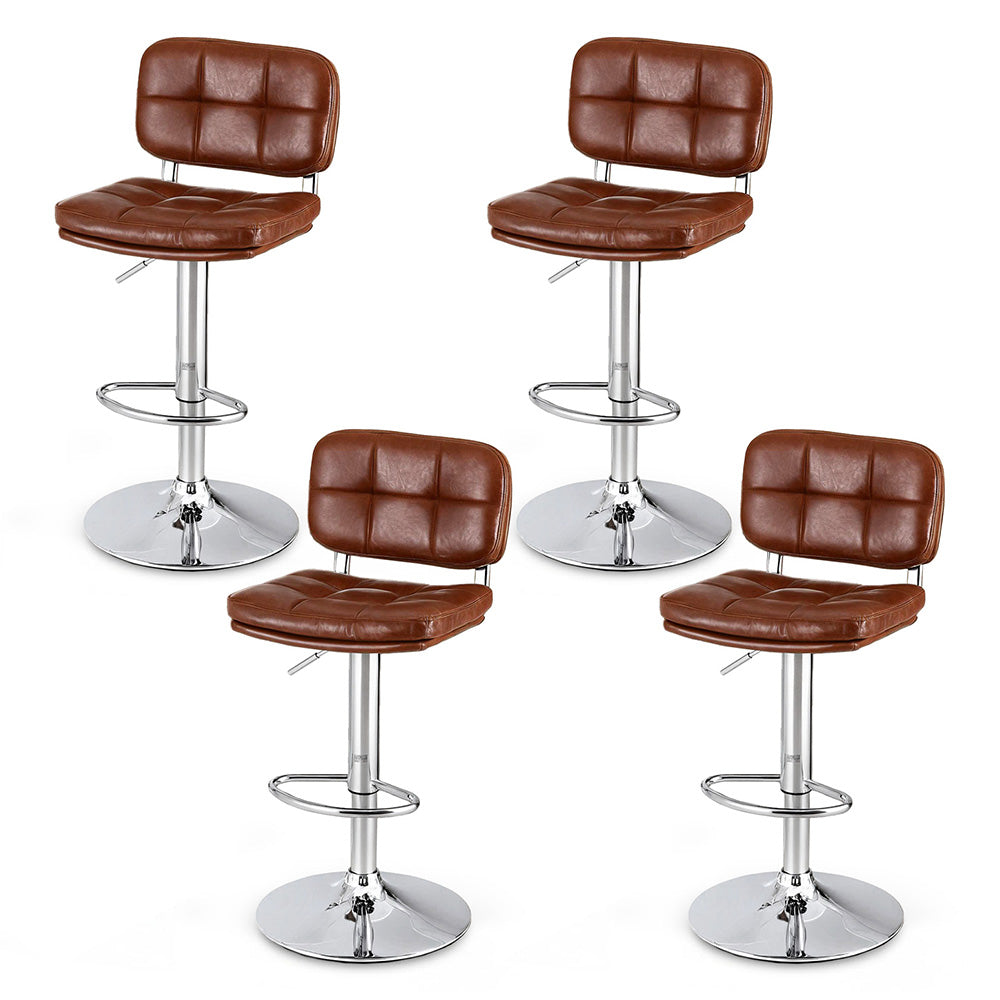 Table & Bar Stools: Artiss 4x Bar Stools Kitchen Swivel Gas Lift Counter Chair Tuft PU Leather Brown