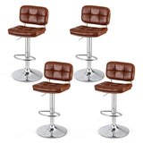 Artiss 4x Bar Stools Kitchen Swivel Gas Lift Counter Chair Tuft PU Leather Brown