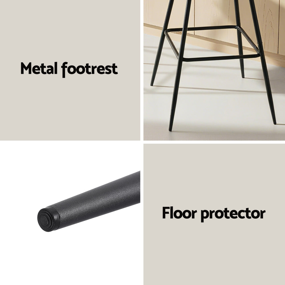 Table & Bar Stools: Artiss 2x Bar Stools Kitchen Dining Chair Counter Stool Diamond PU Leather Black