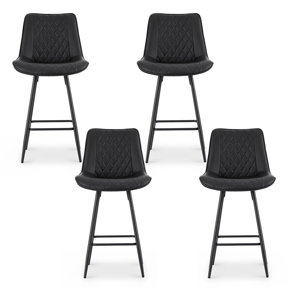 Table & Bar Stools: Artiss 4x Bar Stools Kitchen Dining Chair Counter Stool Diamond PU Leather Black