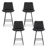 Artiss 4x Bar Stools Kitchen Dining Chair Counter Stool Diamond PU Leather Black