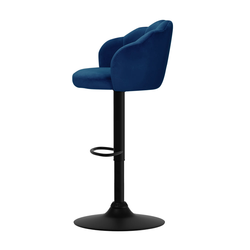 Table & Bar Stools: Artiss 2x Bar Stools Gas Lift Velvet Blue