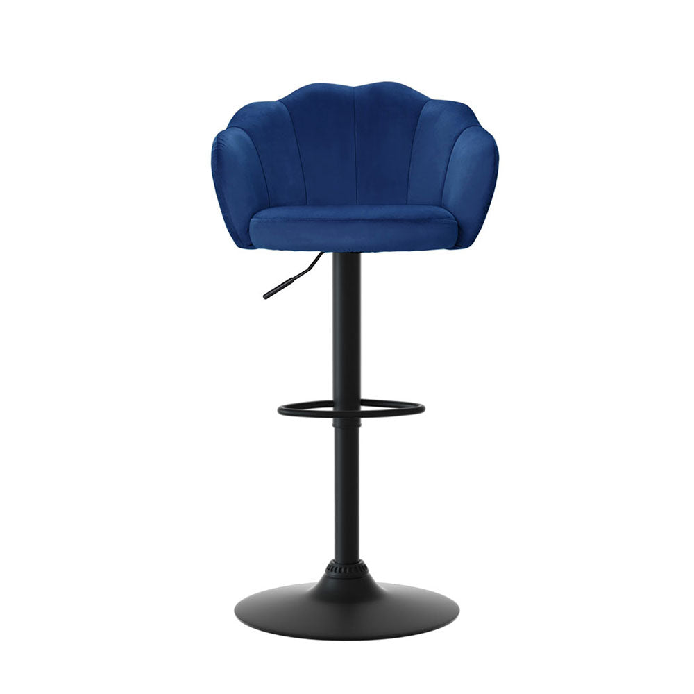 Table & Bar Stools: Artiss 4x Bar Stools Gas Lift Velvet Blue