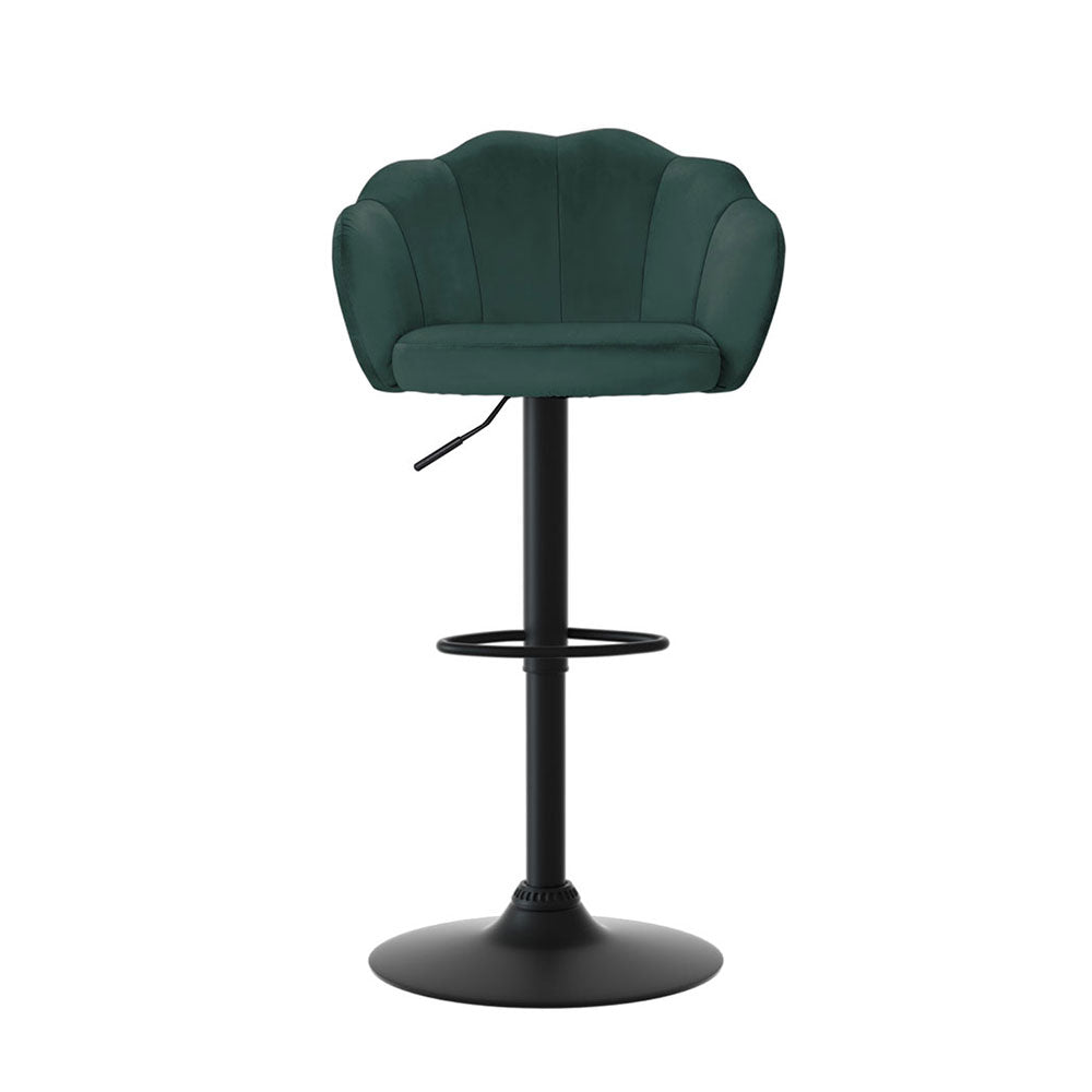 Table & Bar Stools: Artiss 4x Bar Stools Gas Lift Velvet Green