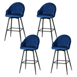 Massage Chairs: Artiss 4x Bar Stools Velvet Swivel Metal Legs Blue