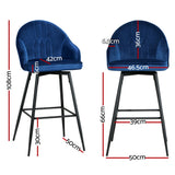 Massage Chairs: Artiss 4x Bar Stools Velvet Swivel Metal Legs Blue