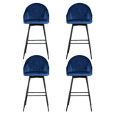 Massage Chairs: Artiss 4x Bar Stools Velvet Swivel Metal Legs Blue