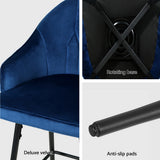 Massage Chairs: Artiss 4x Bar Stools Velvet Swivel Metal Legs Blue